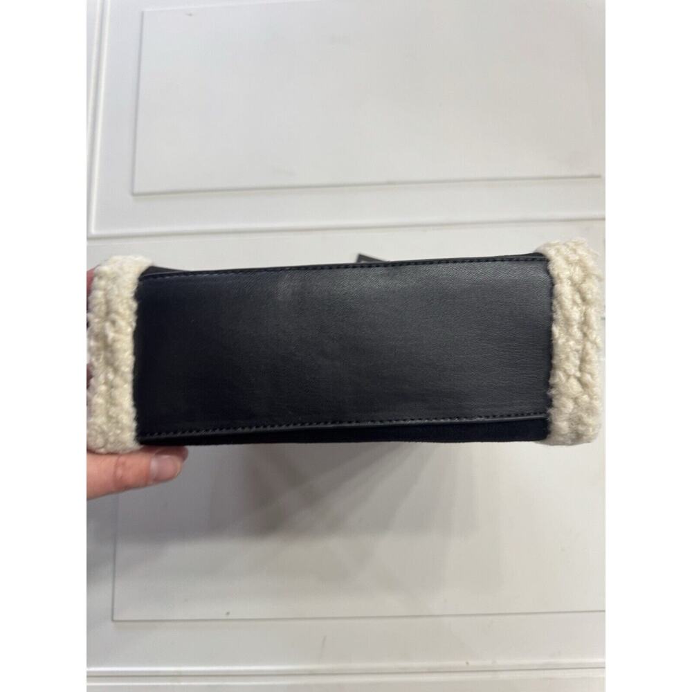 Badgley Mischka Vegan Leather Satchel Handbag Fur Border Black NWT $159 - Picture 4 of 8